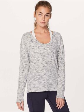 lululemon athletica Space-Dye Light Gray Long Sleeve Top